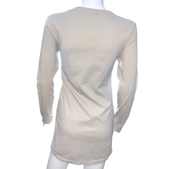 Neon Buddha Tunic Womens XS Beige Long Sleeve Ruched Adjustable Drawstring Casua - Picture 2 of 8